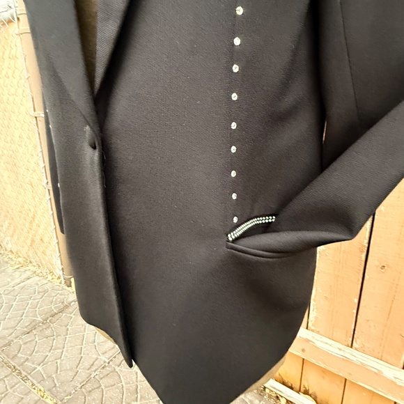 Sharp Vintage 90s Black Tailored Blazer with Rhinestone - Picture 6 of 10